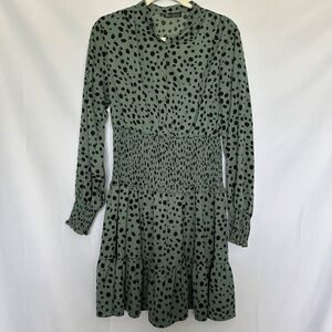 Pretty Garden Green and Black‎ Animal Print Dress